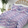 thumbnail image 3 of Ambesonne Dreamy Floral Fitted & Flat Sheet with Sham 3 Pcs Set, Leafy Tulip Pattern, Twin XL, Pale Fuchsia Indigo, 3 of 5