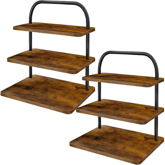 Cupcake Stand for 50 Cupcakes, 2 PACK 3 Tier Wooden Metal Cupcake Stand Reusable Cupcake Display Stand Tiered Tray Stand Dessert Table Display Set Serving Trays for Party Rustic Farmhouse Vendor