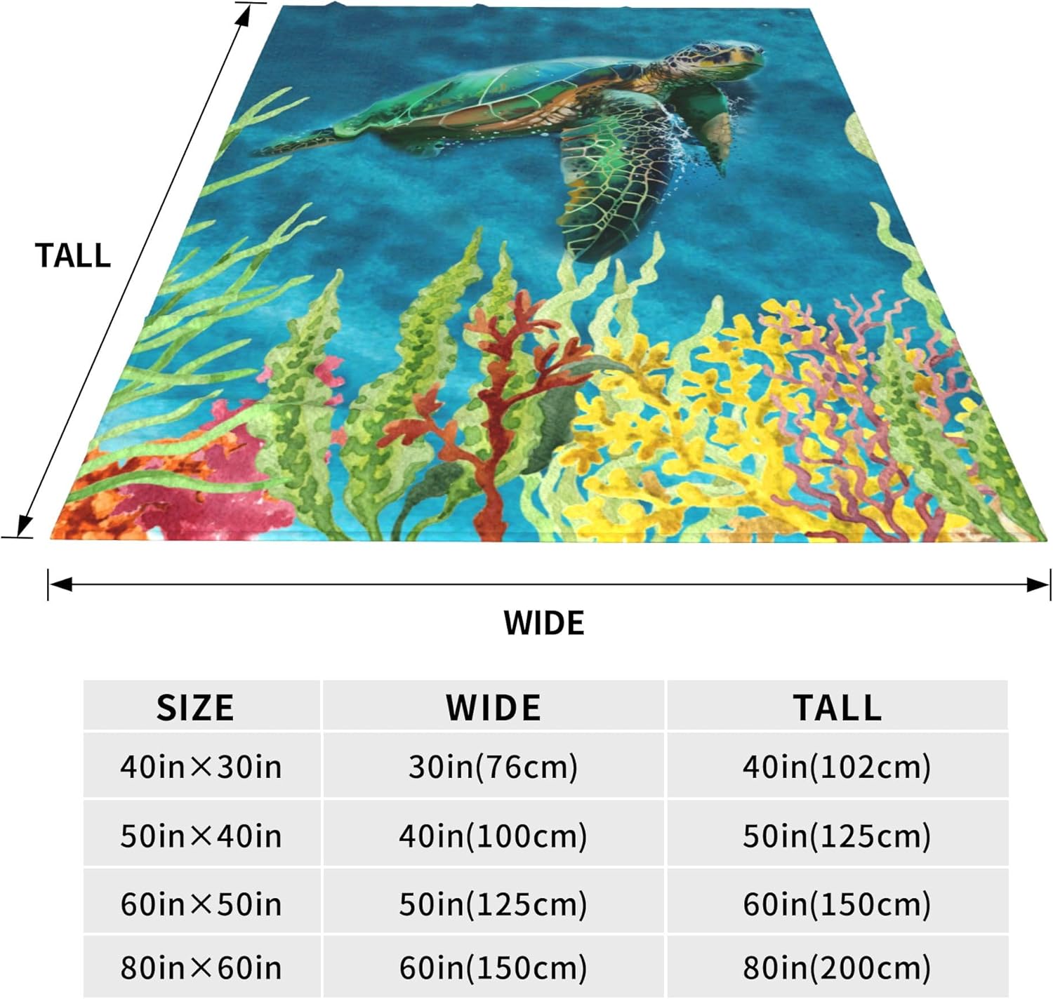 Sea Turtle Blanket Gifts for Kids Adults Soft Warm Lightweight Cozy Cute Beach Ocean Turtles Throw Blankets for Bed Living Room Sofa Couch Birthday Decor 60x80in