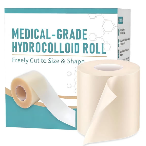 QARUN Hydrocolloid Bandages for Wound Care, Extra Large Medical-Grade Hydrocolloid Roll with Self-Adhesive, Ultra Absorbent, Flexible Waterproof, DIY Size Shape First Aid Kit Essential (2in*10ft)