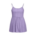 thumbnail image 5 of Craaazy Womens Solid Color Spaghetti Strap Tank Tops Casual Summer Scoop Neck Blouse with Eyelet Detail Ruffled Hem Trendy Tees for Daily Wear, Summer Beach, 5 of 5