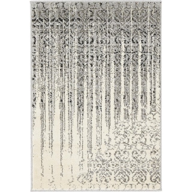 Unique Loom Tapis de Transition Contemporain Del Mar Collection, 2' 2" x 3', Gris/ivoire