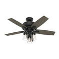thumbnail image 2 of Hunter - Bennett Indoor Ceiling Fan With Light, Remote, 44-inch, Matte Black, Transitional-style, 3-speed WhisperWind Motor, 50416, for living rooms, bedrooms, home offices, kitchens, 2 of 15