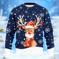 thumbnail image 4 of Men's Christmas Reindeer Snowman Penguin Santa and Snowflakes Sweater,Dark Blue,XL, 4 of 7