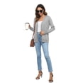 thumbnail image 6 of Uvplove Women Long Sleeve Soft Basic Knit Cardigan Sweater,Striped grey white,S,(S-3XL), 6 of 7