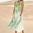 thumbnail image 2 of RKSTN Robes d'Été pour Femmes Décontractées Fluides Amples Grande Taille Robes avec Poches Mode Bohème à Imprimé Floral Sans Manches à Col Rond Robes Maxi, 2 of 5