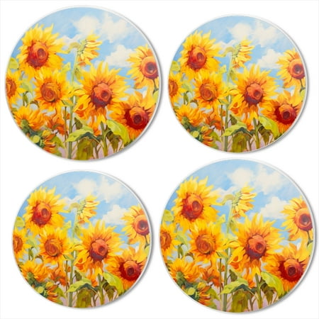 

BaHomeck Electric Stove Burner Covers Set of 4 Round Metal Gas Stove Burner Covers 8 Inch and 10 Inch Kitchen Decor Field Of Sunflowers Blossomed Under The Blue Sky