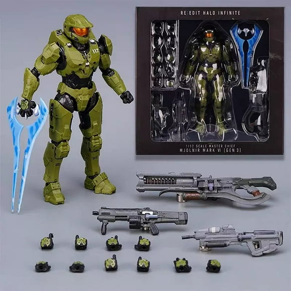 Halo Master Chief Full Body Movable Action Figure Model Replaceable Box Set, 18cm