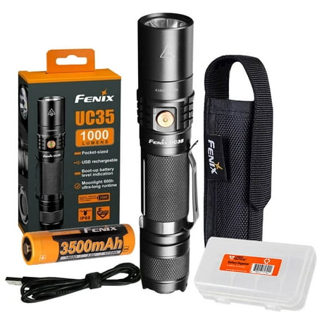 Fenix UC35 V2.0 2018 Upgrade 1000 Lumen Rechargeable Tactical Flashlight with Fenix 3500mAh Battery and Lumen Tactical
