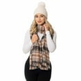 thumbnail image 7 of Emanuel Geraldo Ladies' Faux Fur Pom Plaid Hat, Scarf & Glove Set, White/Pink - One Size, 7 of 7