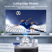 Magcubic Smart Projector 8K Support 300 ANSI Lumens with WiFi6 & BT5.4, Auto Vertical Keystone, Android 14 Pre-Installed Apps, Mini Projector for Sports Viewing, Perfect Gift for Soccer Fans HY300F