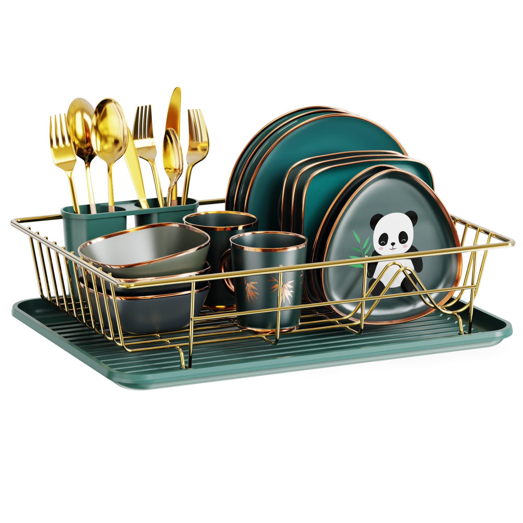 BPA Free Small Dish Drainer Kitchen Sink Drying Rack With Cup Spoon Holders  - Bed Bath & Beyond - 27104118