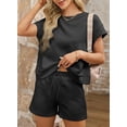 thumbnail image 4 of YATELLE Women's 2 Piece Outfits Sweatsuit Casual Short Sleeve Pullover Tops and Drawstring Shorts Pants Lounge Sets, 4 of 5