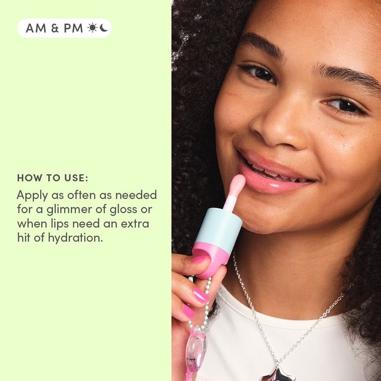 Evereden, Kids Tinted Lip Oil, Sakura, with Glitter Key Chain