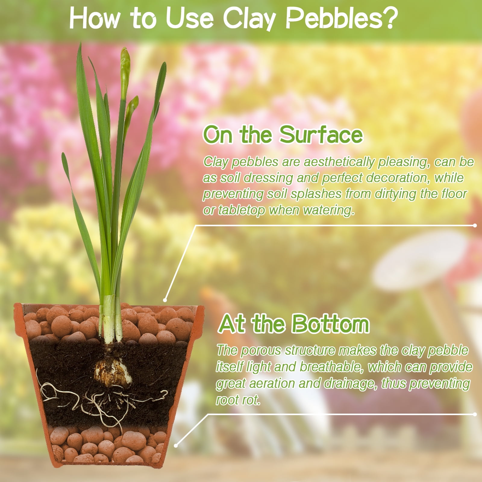 ZeeDix 17lb Leac Clay Pebbles Decorative Organic Seedling Plants Grow Media for Hydroponic Gardening