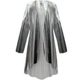 thumbnail image 1 of Women's Plus size 0x Cascading Cardigan Silver Metallic Slinky Flowy Drape Duster Sweater Made in USA, 1 of 4