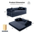thumbnail image 7 of 5-in-1 Folding Convertible Sofa Bed, 79" Corduroy Floor Couch Futon, Pull-Out Sleeper Loveseat, Modular Boneless Sofa for Living Room & Bedroom, Dark Blue, 7 of 7