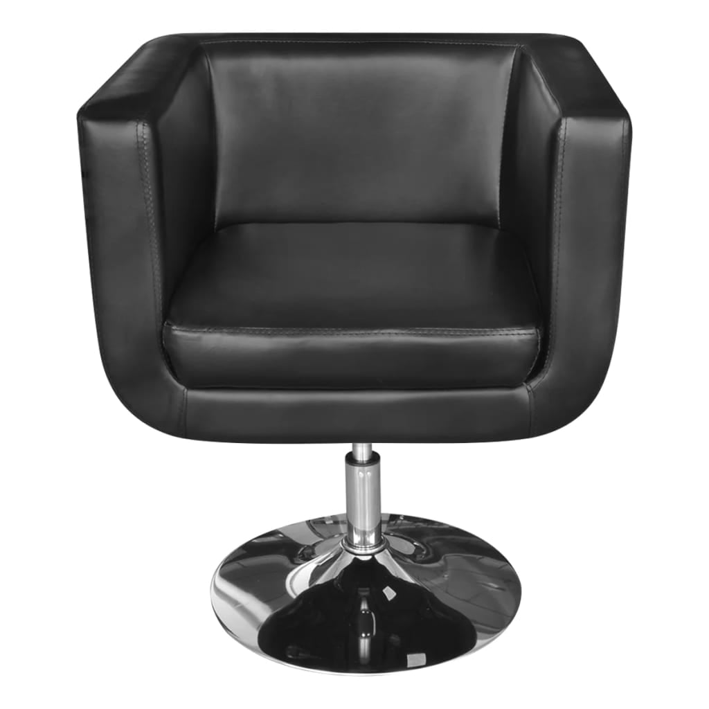 Kepooman Modern Faux Leather Armchair with Chrome Base for Bedroom Living Room, Black