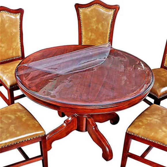 Clear Round Table Protector Round Furniture Protector Circle Clear Plastic Round Tablecloth Vinyl Waterproof Wipeable PVC for Round Dining Table Top Cover Desk Mat Pad 60" 60 Inch