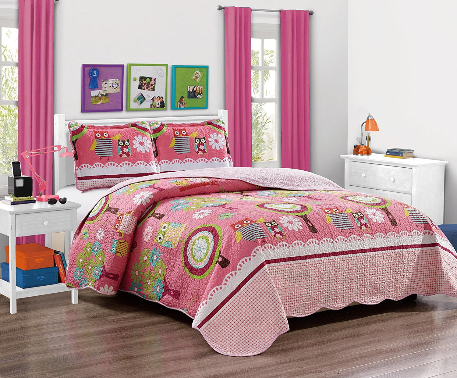 Fancy Collection Twin Size 2 Pc Bedspread Teens/girls Owl Pink New