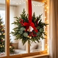thumbnail image 5 of Artificial Small Wreaths with Velvet Bow & Red Berries,Christmas Wreaths for Front Door, Mr. Christmas Wreath,for Cabinets Kitchen,Window,Farmhouse Wall Xmas Decor, 2 PC, 5 of 6