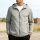 thumbnail image 2 of Mens Tops Manga Larga Color Sólido Bolsillo con Cremallera Al Aire Libre con Capucha Ropa Exterior Casual Poliéster Moda Blusa de Manga Corta, 2 of 9