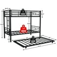 thumbnail image 2 of Kumix Twin Over Twin Bunk Bed with Trundle, Metal Frame with Ladders & Full-Length Guardrail, Converts to 2 Standalone Units, Triple Bunk Bed for Teens Adults, No Box Spring Needed, Black, 2 of 5