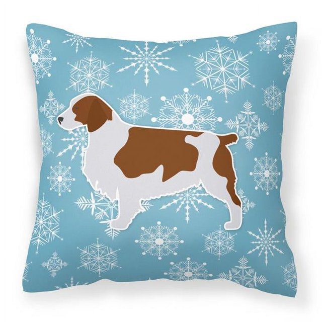 Oreiller décoratif en tissu Winter Snowflake Welsh Springer Spaniel