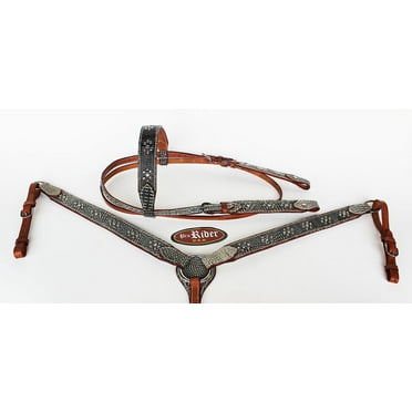 Show Tack Bridle Western Leather Rodeo Headstall Breast Collar 8544