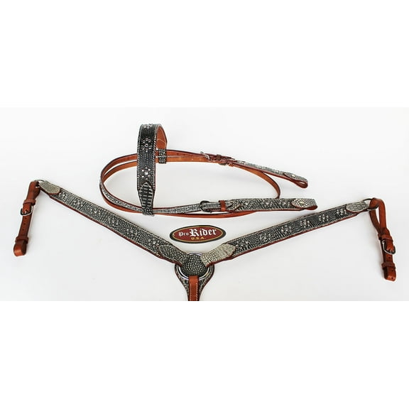 Show Tack Bridle Western Leather Rodeo Headstall Breast Collar 8544