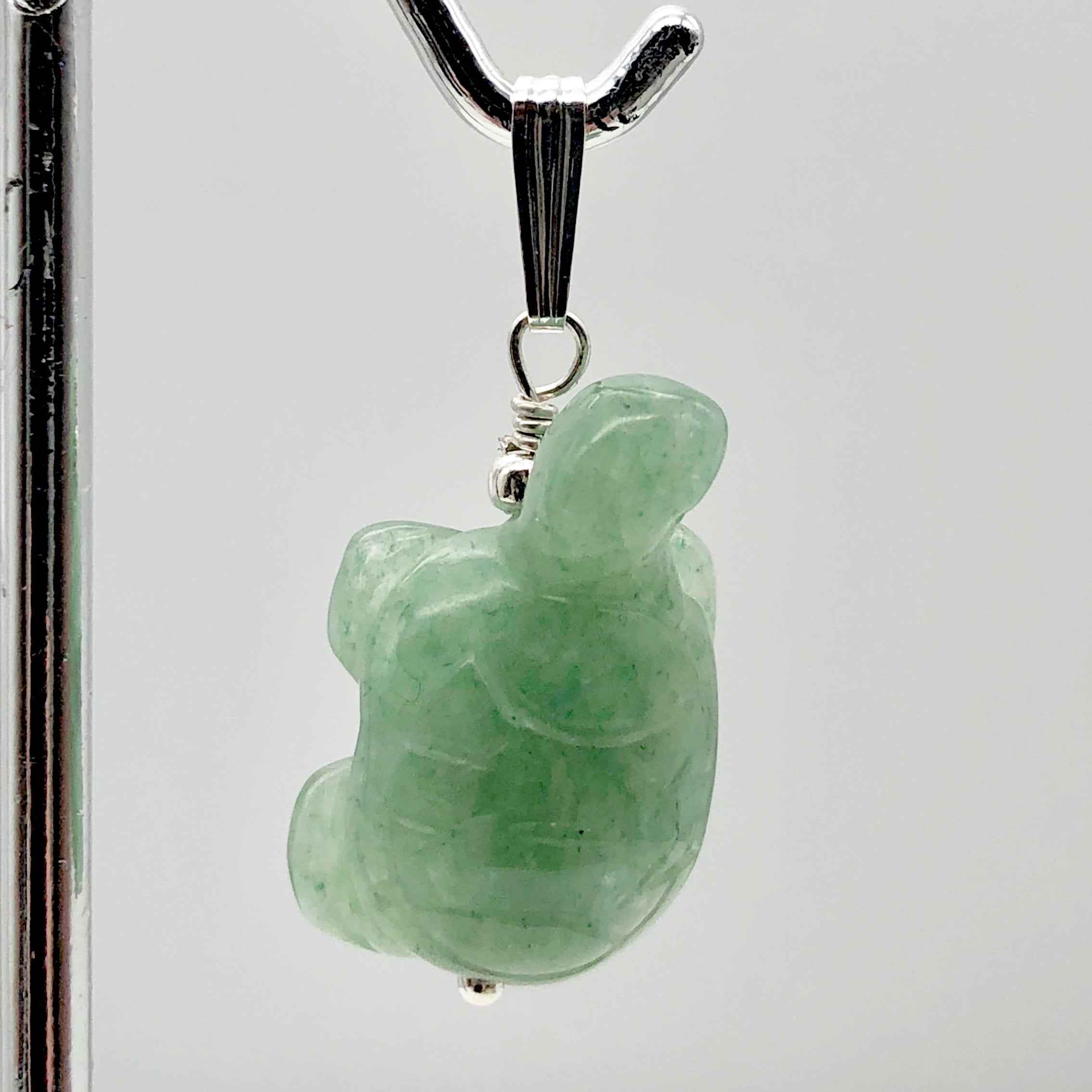 Aventurine Turtle Pendant Necklace Semi Precious Stone Jewelry 14kgf Pendant