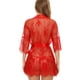 thumbnail image 5 of Pijama De Encaje Cárdigan De Perspectiva Suelta De Moda Ropa De Dormir De Verano Lencería para Mujer Rojo L, 5 of 8