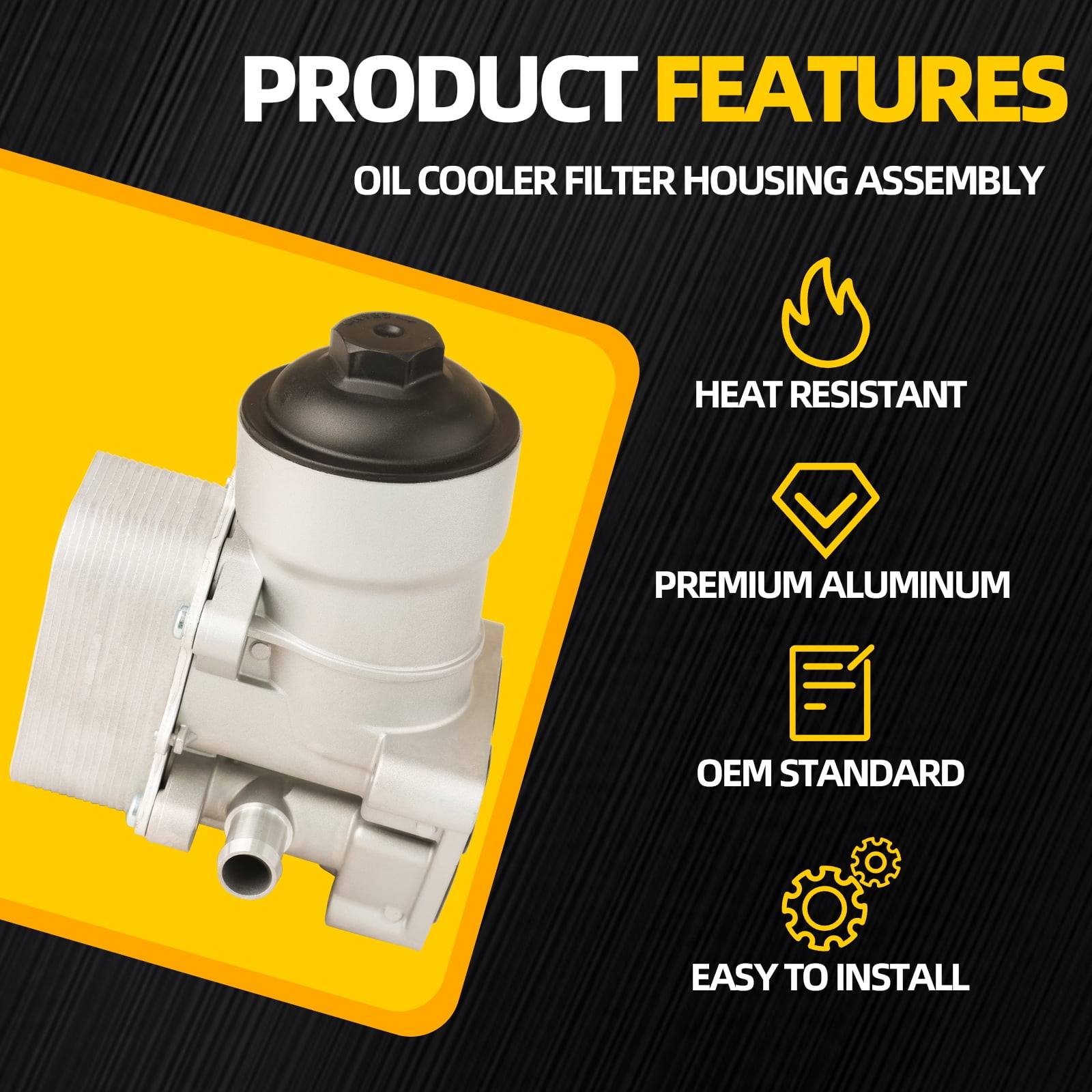 Oil Filter Housing Assembly with Oil Cooler Compatible With 2004-2018 VW Amarok Passat Seat Altea Leon Ibiza 2010-2016 Audi A4 A3 Q3 2.0L Replaces 03L115389H 03L-115-389-H