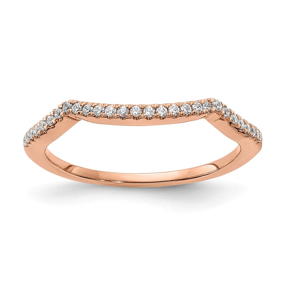 AA Jewels Solid 14k Rose Gold Diamond Contoured Curved