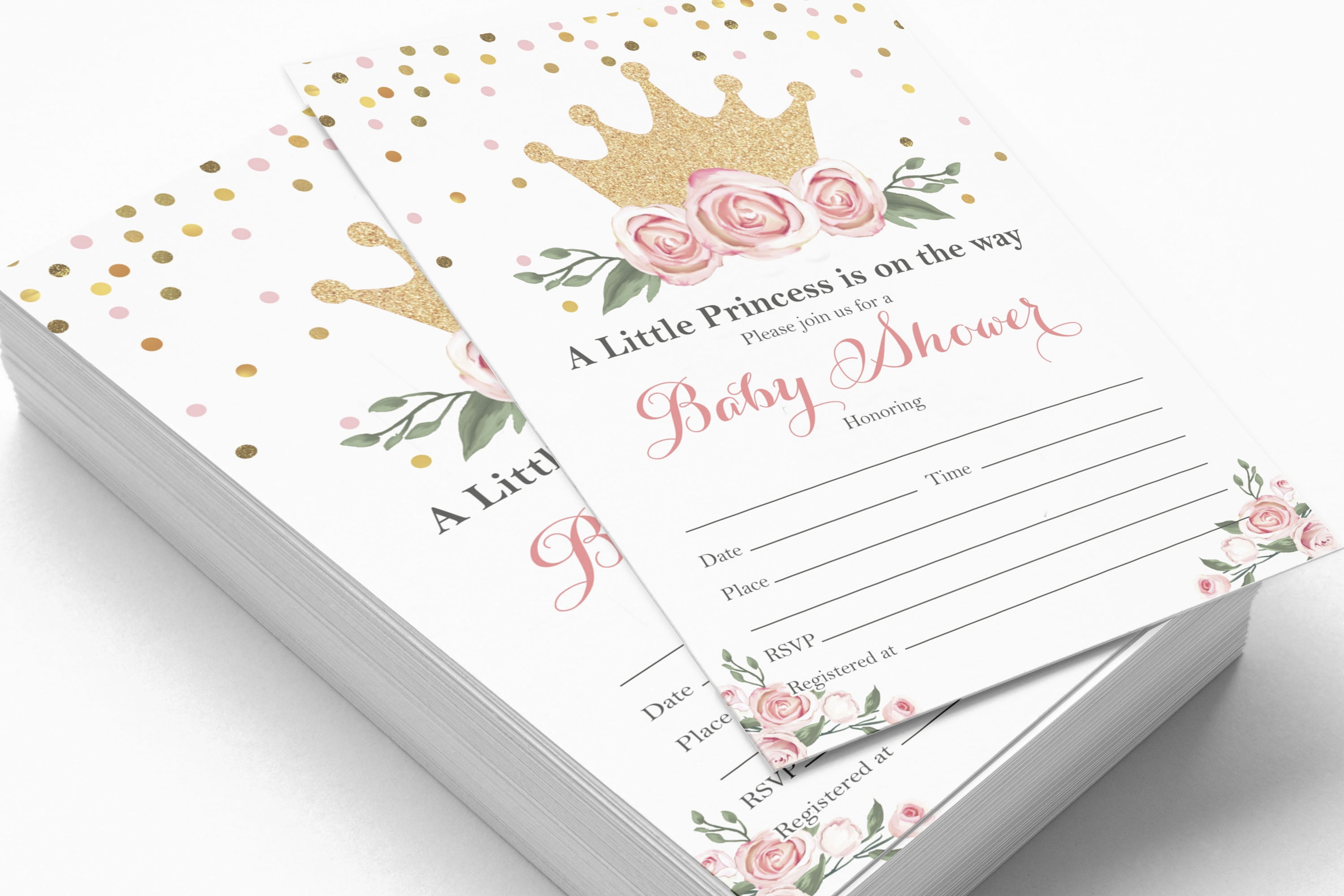 Inkdotpot Set Of 30Gender Reveal Baby Shower Invitations-Diaper Raffle Tickets And Baby Shower Book Request Cards Princess Invites Its A Boy Its A Girl