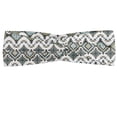 thumbnail image 1 of Ethnic Headband, Geometric Pattern with Fractal Square Shapes Line Culture Artwork, Elastic and Soft Women's Bandana for Sports and Everyday Use, Grey Red Coconut, by Ambesonne, 1 of 3