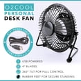 thumbnail image 2 of O2COOL 4" USB Personal Desk Fan – Portable Mini Table Cooling Fan - Plugs into Computer - Adjustable 360° Tilt, Quiet,, 2 of 5