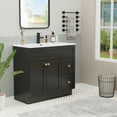thumbnail image 2 of Eclife Retro 36" Bathroom Vanity Cabinet with Integrated Sink Top, Matt Black Paint, 2 of 12