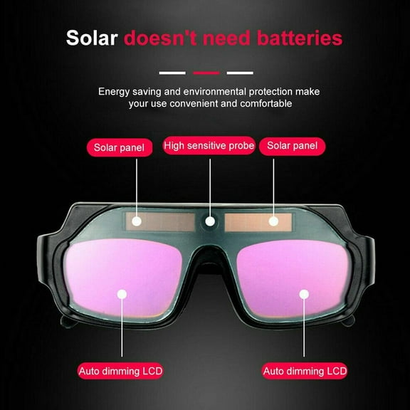 Misterolina Solar Powered Goggle Auto Darkening Burning Welding Glasses Protection Eye A5
