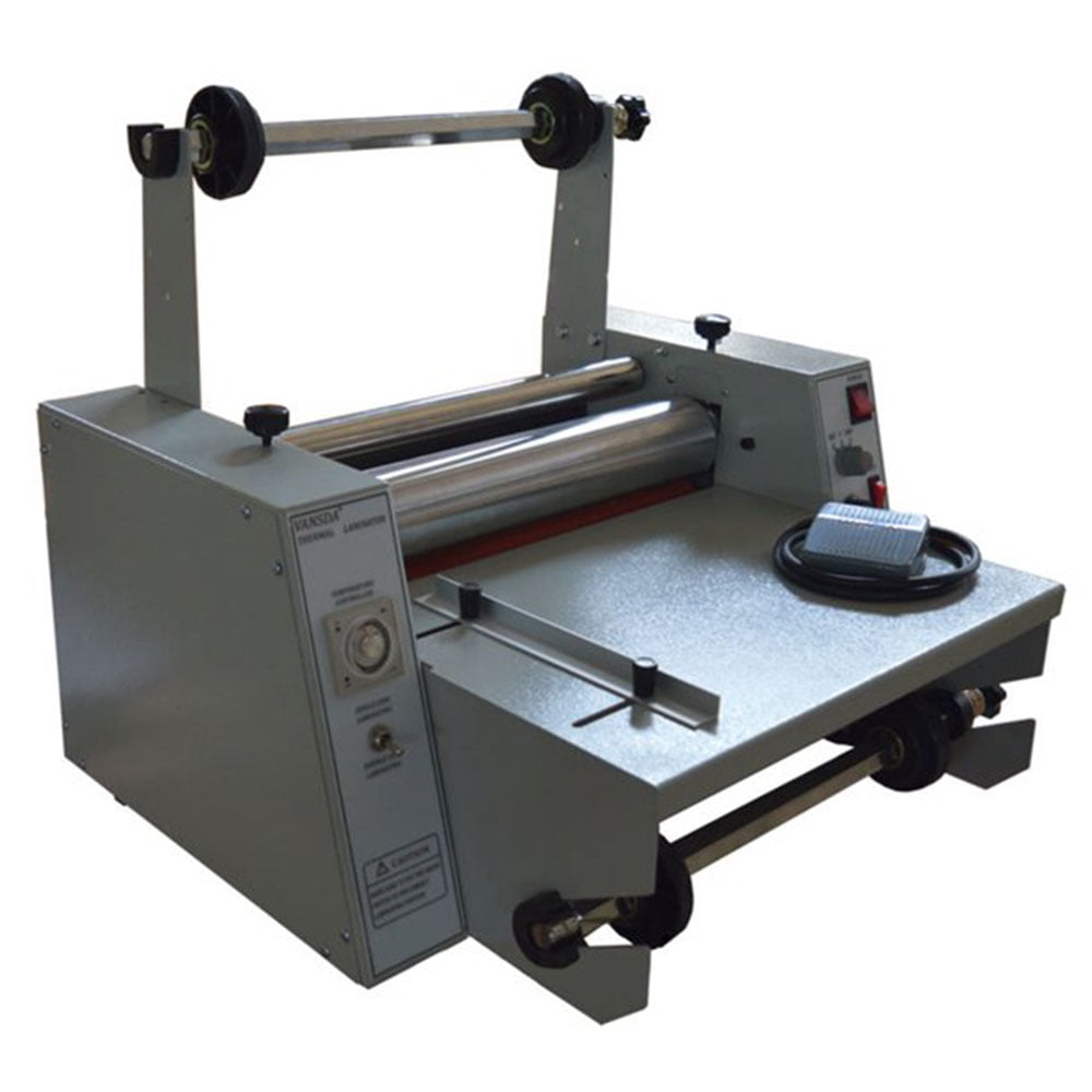 EQCOTWEA 14" Steel Roller Thermal Laminator All Metal Hot/Cold Roll Laminator
