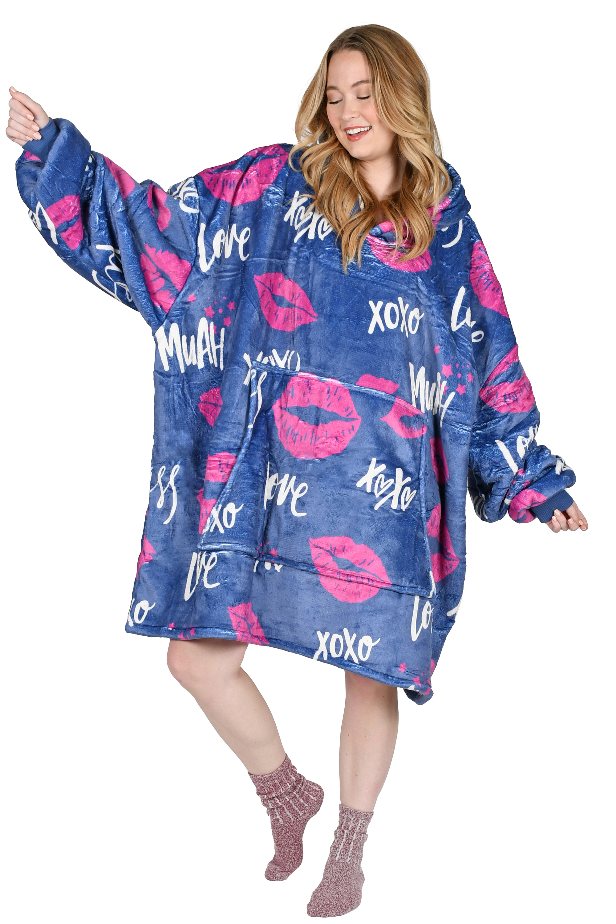 Catalonia Oversized Wearable Blanket Hoodie Sweatshirt, Comfortable Sherpa Lounging Pullover for Adults Men Women Teenagers Wife Girlfriend Gift