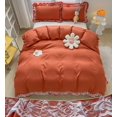 thumbnail image 1 of Ruffle Lace Polyester Duvet Cover Set -Girl Burnt Orange Bedding-3 Piece Full, 1 of 9