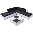 thumbnail image 2 of vidaXL 6 Piece Patio Lounge Set with Cushions Poly Rattan White, 2 of 3