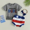 thumbnail image 2 of WUANDIXFA Cute Clothes for Teen Girls Baby Girl 4th Of July Outfit Toddler T Shirt Bell Bottoms 2 Piece Set Cute Infant Summer Fourth Of July Clothes Black,18-24 Months, 2 of 7