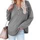 thumbnail image 1 of Blusa Manga Larga Cuello Redondo Botón Jersey Color Puro Cómodo Casual Tops para Mujer, 1 of 4