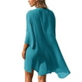 thumbnail image 2 of MAWCLOS Chemise de Plage pour Femmes à Boutons, par-Dessus de Maillot, Manches Mi-Longues, Chemise Aguichant de Fête, Mini-Robe à Col en V, Vert Foncé, m, 2 of 3