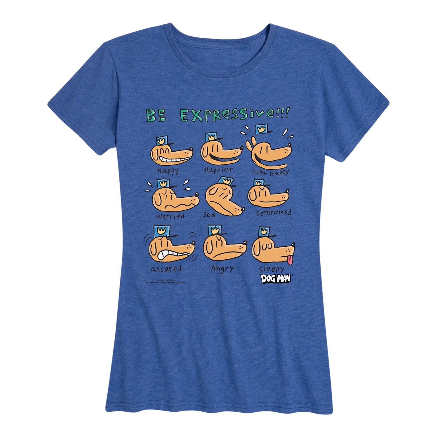 Dog Man - Expressions - Women's Short Sleeve Graphic T-Shirt - Walmart.com