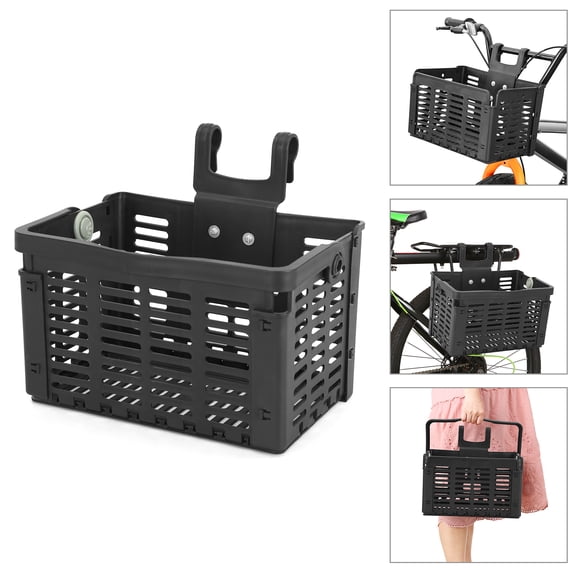 Suodoka Folding Bike Basket Detachable Plastic Bicycle Handlebar Front Carrier & Bike Rear Rack Hanging Basket for Cycling Shopping Commuting, 12.6 x 8.7 x 7.9 inches / 32 x 22 x 20 cm