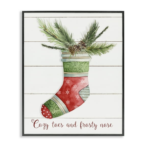 Stupell Industries Cozy Toes & Frosty Nose Holiday Painting Black Framed Art Prints Wall Art, 11 x 14