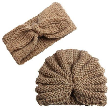 

Wozhidaoke hats Baby Boy Girl Knitted Turban Hair Band Headwear Cap Sets beanie hats for men essentials